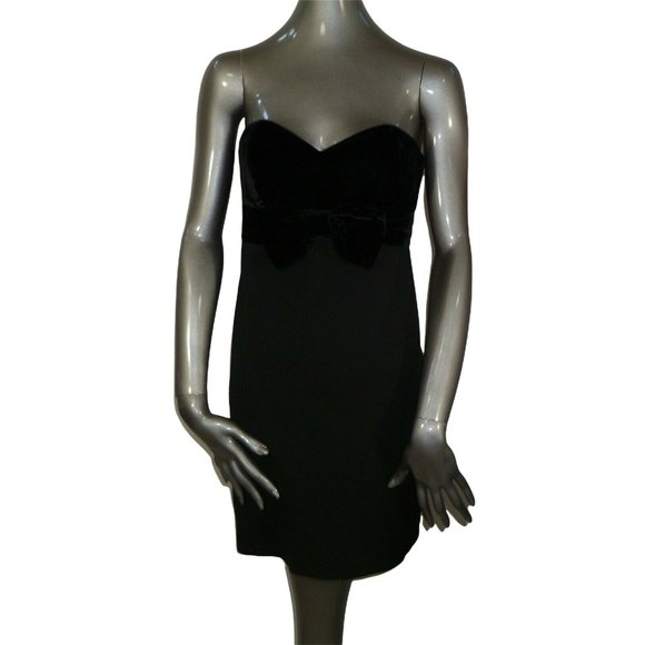 Maje NWT Ressy Velvet Bow Strapless Black Dress LBD 3 Large - Picture 2 of 4